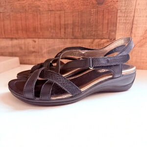 NWOT Ecco Sensata Leather Slingback Wedged Sandals